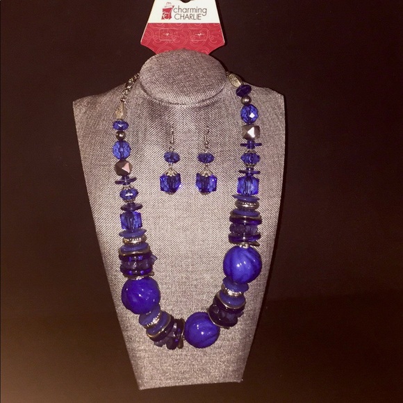 Charming Charlie Jewelry - NWT Charming Charlie Blu Beaded Necklace & Earring
